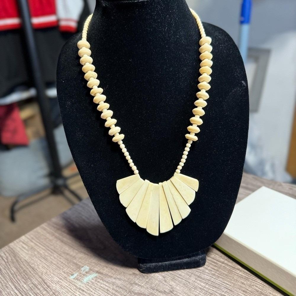 Vintage Fan Pendant Necklace Beaded Boho‎ Chic Statement Jewelry Women